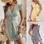 Summer V - Neck Single - Breasted Fly - Sleeve Women’s Shirt Dress – Elegant Beach Style Sundress - Knack'd Up