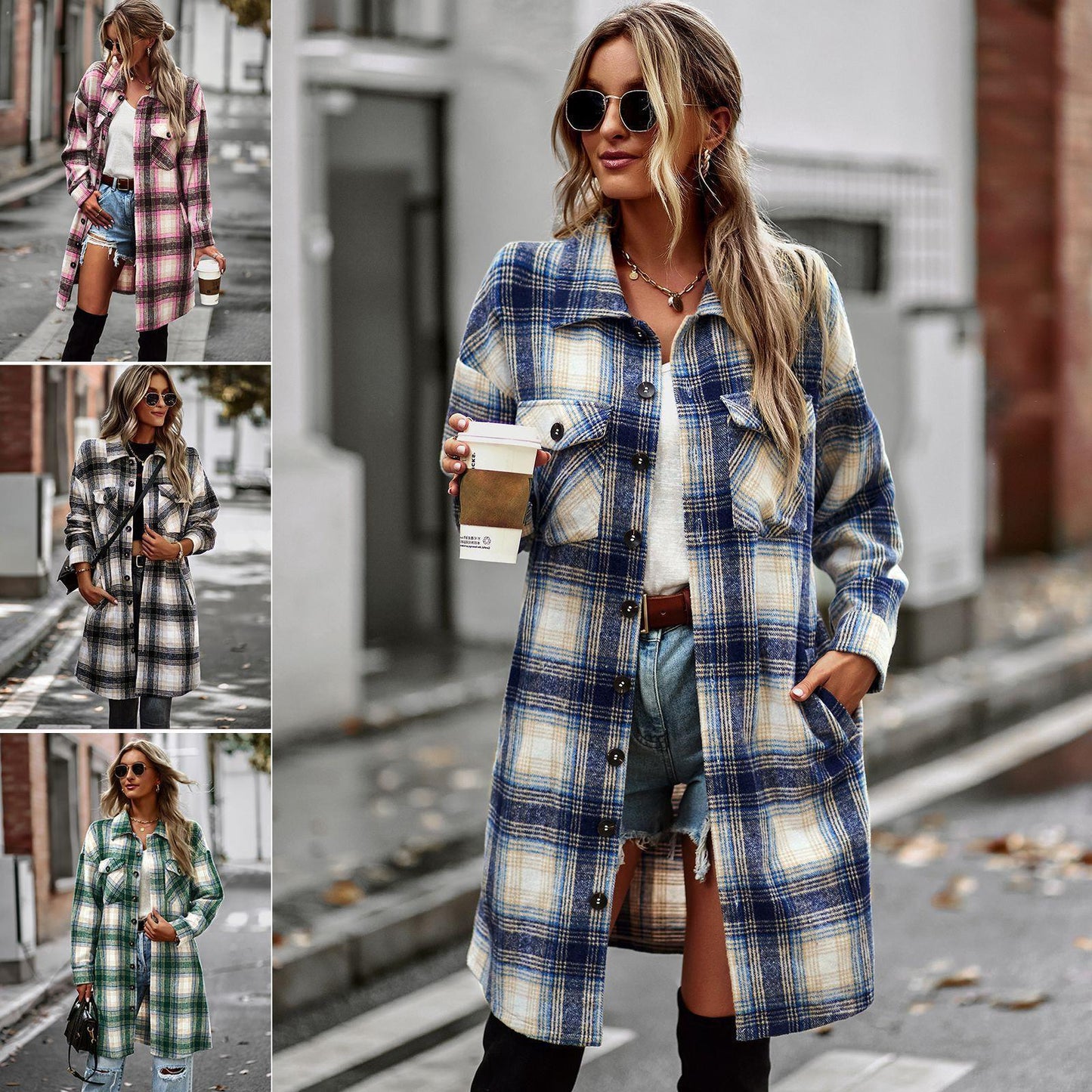 Temperament Leisure Long Plaid Tunic Cardigan Coat – Cozy Chic Fall & Winter Outerwear - Knack'd Up