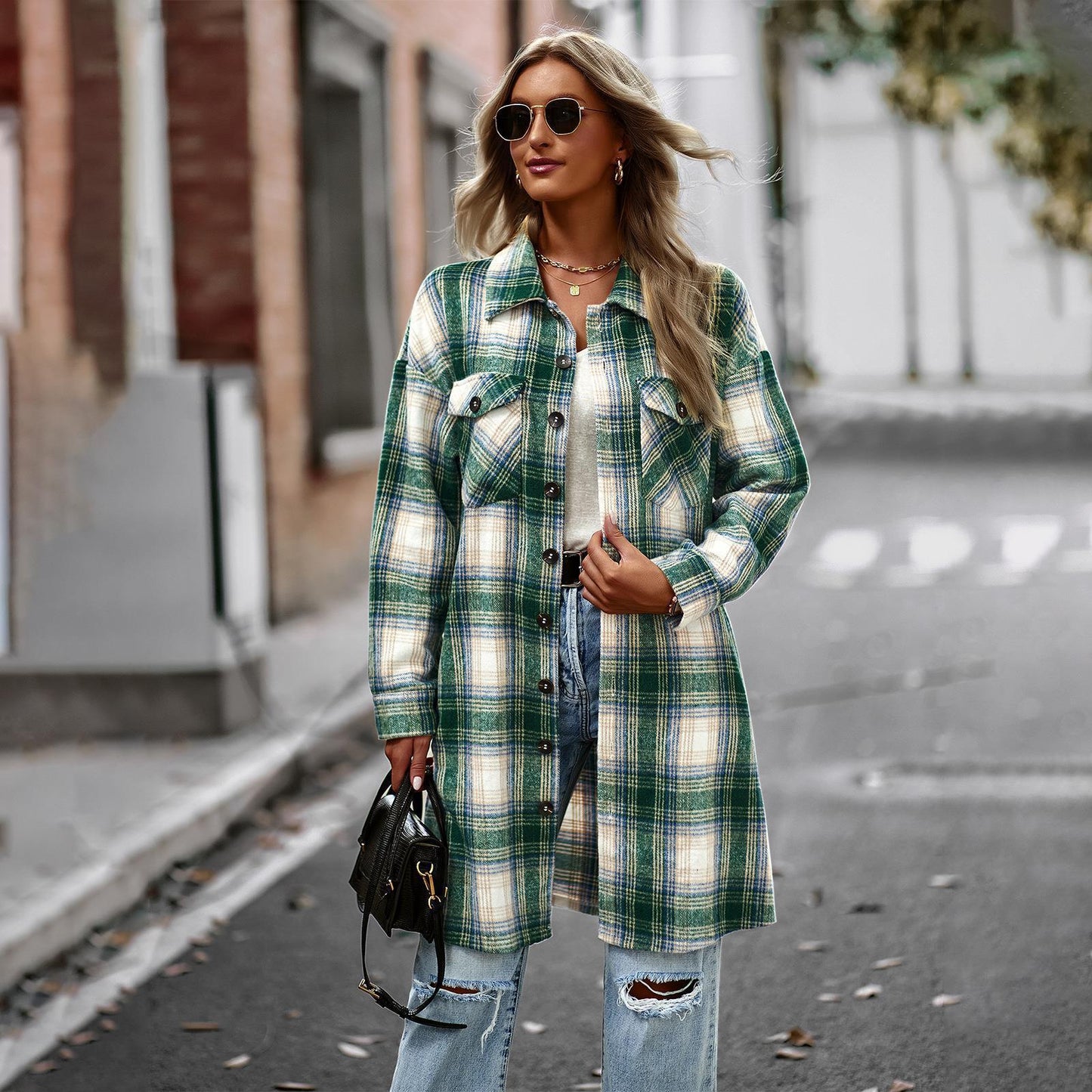 Temperament Leisure Long Plaid Tunic Cardigan Coat – Cozy Chic Fall & Winter Outerwear - Knack'd Up