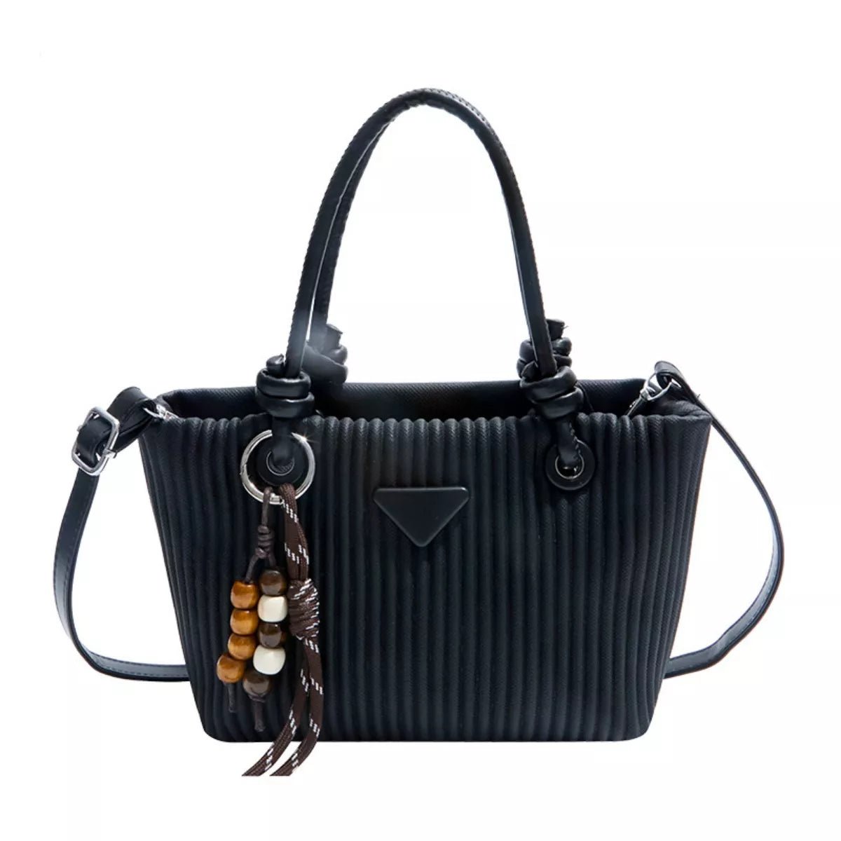Textured Crossbody Bag with Top Handle - Knack'd Up