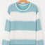 Two Tone Striped Patchwork Drop Shoulder Loose Sweater - Knack'd Up
