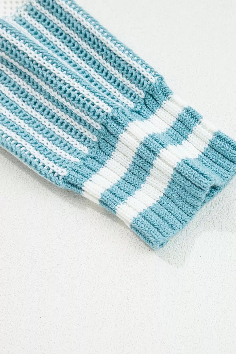 Two Tone Striped Patchwork Drop Shoulder Loose Sweater - Knack'd Up