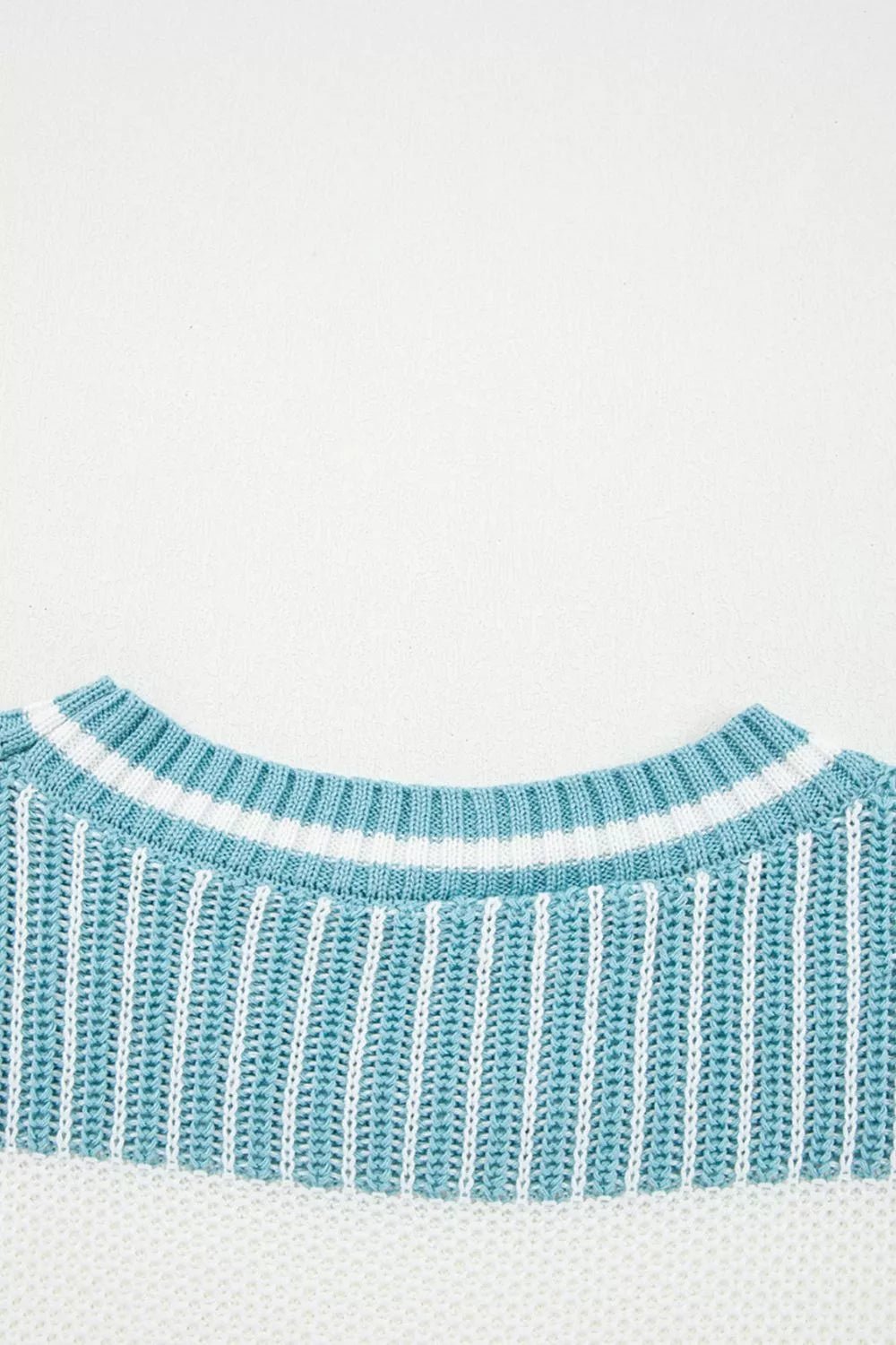 Two Tone Striped Patchwork Drop Shoulder Loose Sweater - Knack'd Up