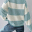 Two Tone Striped Patchwork Drop Shoulder Loose Sweater - Knack'd Up