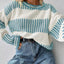Two Tone Striped Patchwork Drop Shoulder Loose Sweater - Knack'd Up