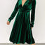 Velvet Deep V - Neck Long Sleeve Dress - Knack'd Up