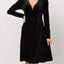 Velvet Deep V - Neck Long Sleeve Dress - Knack'd Up
