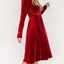 Velvet Deep V - Neck Long Sleeve Dress - Knack'd Up