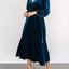 Velvet Tiered Long Sleeve Midi Dress - Knack'd Up