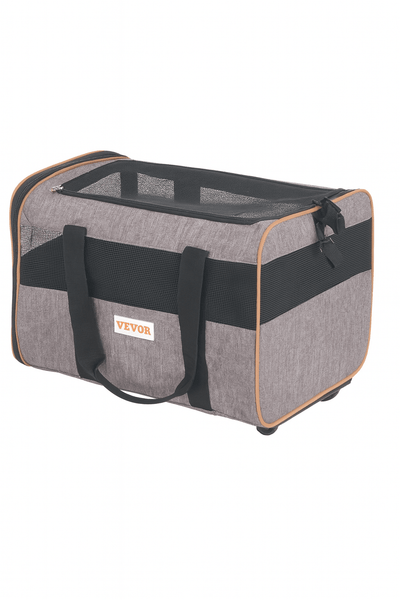 VEVOR Rolling Pet Carrier – Airline Approved Wheeled Travel Bag with Telescopic Handle & Shoulder Strap (Grey) - Knack'd Up