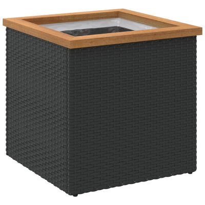 vidaXL Planter Decorative Outdoor Patio Plant Pot Flower Box Black Poly Rattan - Knack'd Up