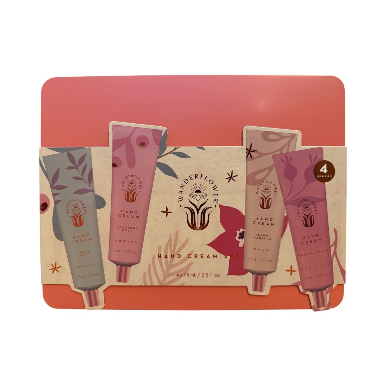 Wanderflower Hand Cream Gift Set – 4 - Piece Nourishing Moisturizer Collection with Natural Extracts & Calming Scents - Knack'd Up