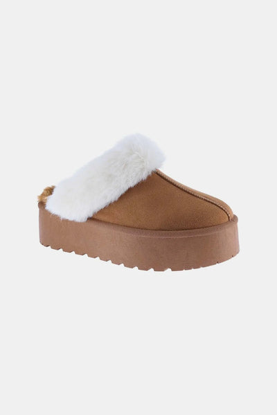 Weeboo Thick Bottom Fur Trim Snow Slippers - Knack'd Up
