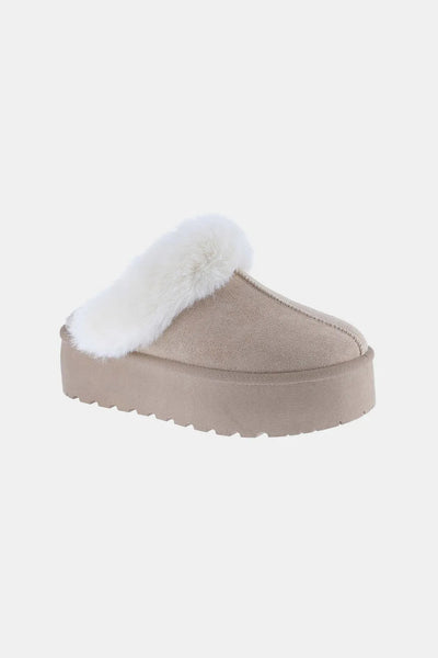 Weeboo Thick Bottom Fur Trim Snow Slippers - Knack'd Up