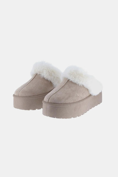 Weeboo Thick Bottom Fur Trim Snow Slippers - Knack'd Up