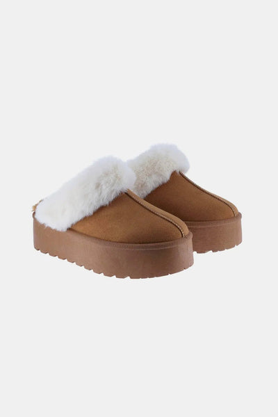 Weeboo Thick Bottom Fur Trim Snow Slippers - Knack'd Up