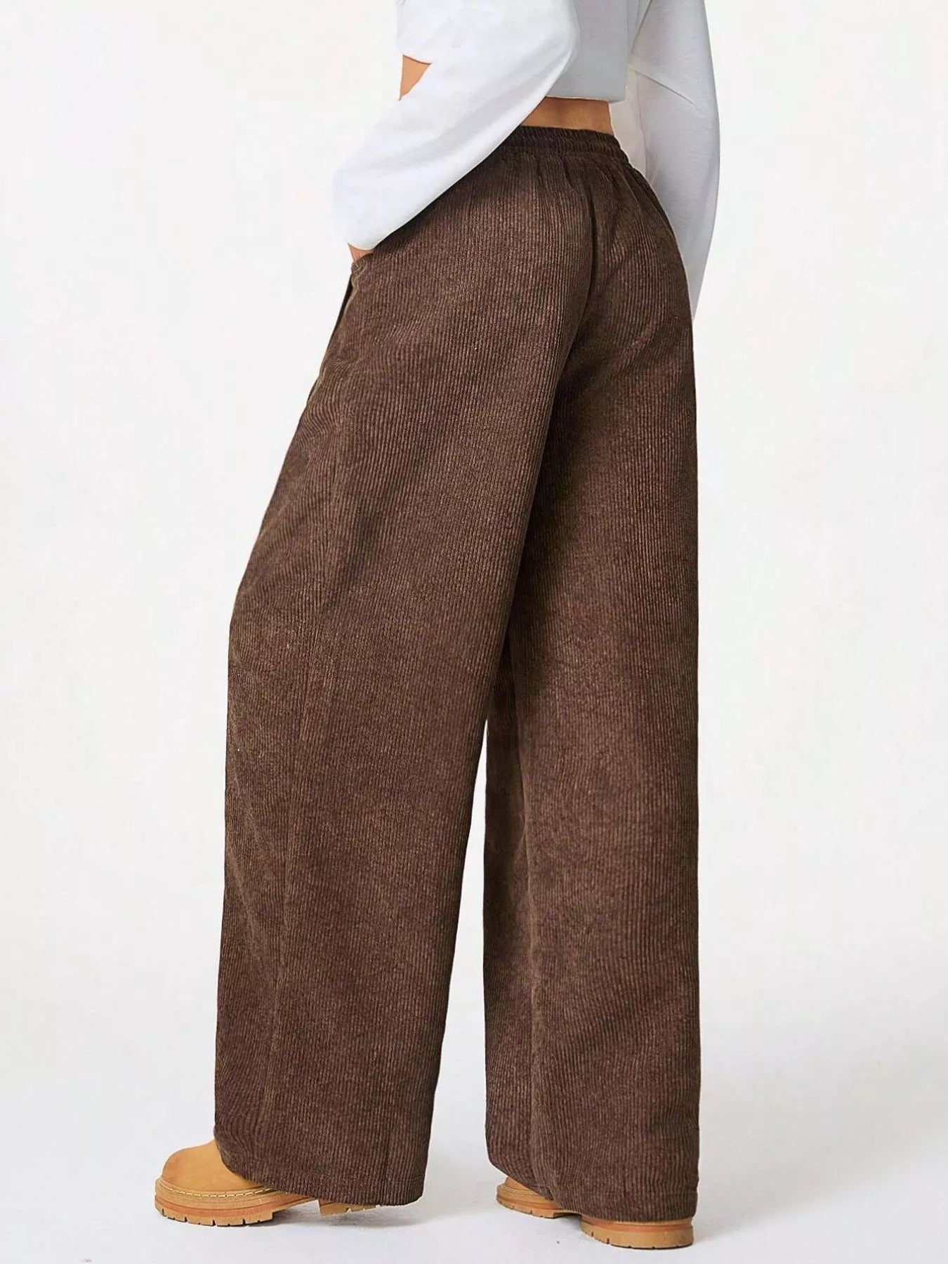 Wide Leg Corduroy Drawstring Pants - Knack'd Up