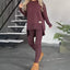 Women’s 2 - Piece Lounge Set – Long Sleeve Side Slit Sweatshirt & High - Waist Leggings Outfit - Knack'd Up
