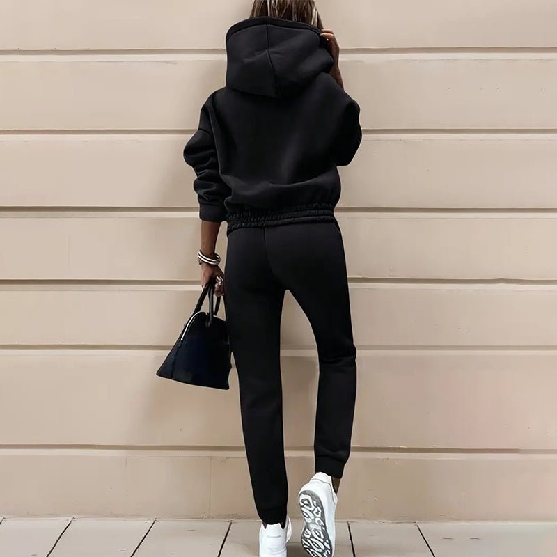 Women’s 2 - Piece Tracksuit Set – Solid Color Hoodie & Slim Fit Jogger Pants, Casual Lounge Outfit for Fall & Winter - Knack'd Up