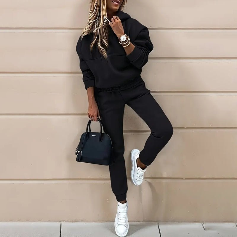 Women’s 2 - Piece Tracksuit Set – Solid Color Hoodie & Slim Fit Jogger Pants, Casual Lounge Outfit for Fall & Winter - Knack'd Up