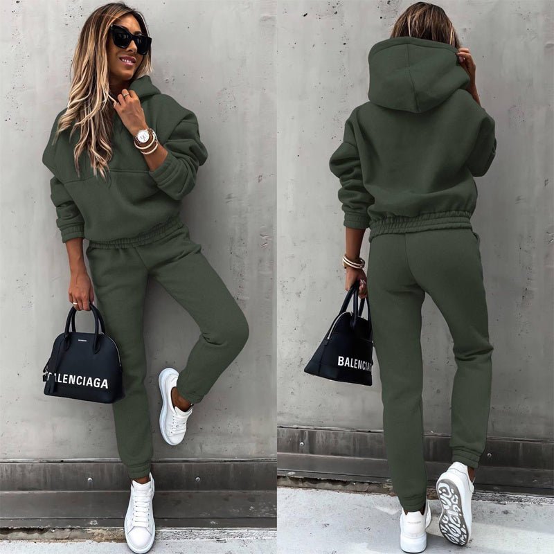 Women’s 2 - Piece Tracksuit Set – Solid Color Hoodie & Slim Fit Jogger Pants, Casual Lounge Outfit for Fall & Winter - Knack'd Up