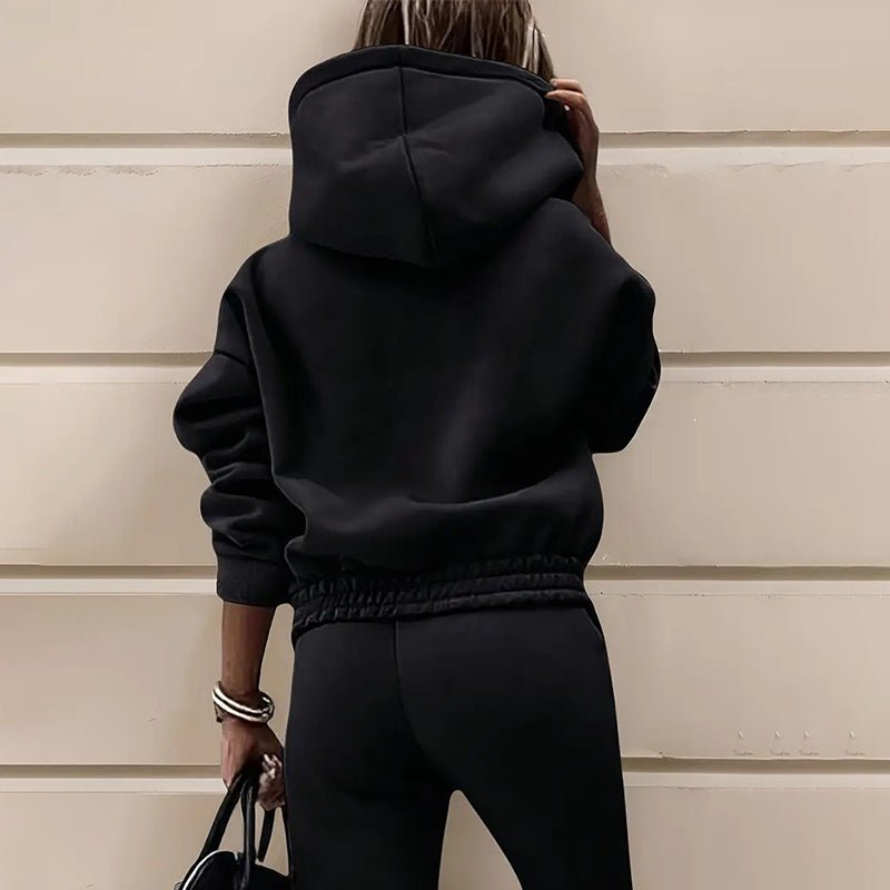 Women’s 2 - Piece Tracksuit Set – Solid Color Hoodie & Slim Fit Jogger Pants, Casual Lounge Outfit for Fall & Winter - Knack'd Up