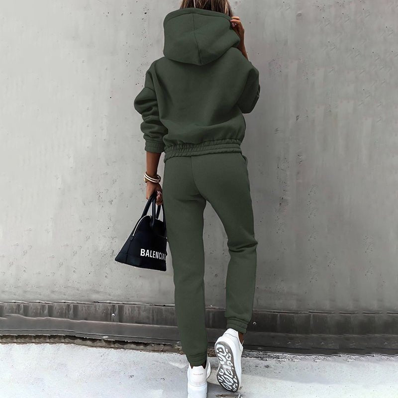 Women’s 2 - Piece Tracksuit Set – Solid Color Hoodie & Slim Fit Jogger Pants, Casual Lounge Outfit for Fall & Winter - Knack'd Up