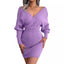 Women’s 2025 Autumn/Winter Cross V - Neck Bat Sleeve Bodycon Dress – Fuzzy Knit Hairy Mini Dress - Knack'd Up