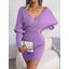 Women’s 2025 Autumn/Winter Cross V - Neck Bat Sleeve Bodycon Dress – Fuzzy Knit Hairy Mini Dress - Knack'd Up