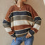 Women's 2025 Striped Color Block Sweater, Cute Crewneck Pullover Top, Fall Winter Fashion Knitwear - Knack'd Up