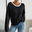 Women’s Bow Back Sweater – Long Sleeve Open Back Knit Pullover, Cute Crew Neck Split Sweater, Fall & Winter Trendy Going Out Top - Knack'd Up