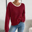 Women’s Bow Back Sweater – Long Sleeve Open Back Knit Pullover, Cute Crew Neck Split Sweater, Fall & Winter Trendy Going Out Top - Knack'd Up