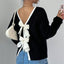 Women’s Bow Back Sweater – Long Sleeve Open Back Knit Pullover, Cute Crew Neck Split Sweater, Fall & Winter Trendy Going Out Top - Knack'd Up