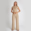 Women’s Elegant Sleeveless V - Neck Jumpsuit – Wide Leg Summer One - Piece Outfit for Casual & Dressy Occasions - Knack'd Up