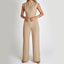 Women’s Elegant Sleeveless V - Neck Jumpsuit – Wide Leg Summer One - Piece Outfit for Casual & Dressy Occasions - Knack'd Up