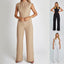Women’s Elegant Sleeveless V - Neck Jumpsuit – Wide Leg Summer One - Piece Outfit for Casual & Dressy Occasions - Knack'd Up