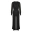 Women’s Elegant V - Neck Mesh Long Sleeve Wide - Leg Jumpsuit – Chic Party Romper with Rivet Cuffs - Knack'd Up