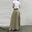Women’s High - Waisted A - Line Midi Skirt – Solid Color Flared Skirt with Front Slit, Button Detail & Pockets, Elegant Casual Skirt for Spring & Fall - Knack'd Up