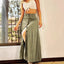 Women’s High - Waisted A - Line Midi Skirt – Solid Color Flared Skirt with Front Slit, Button Detail & Pockets, Elegant Casual Skirt for Spring & Fall - Knack'd Up