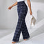 Women’s High - Waisted Plaid Straight Leg Pants – Elegant Office & Casual Trousers for Spring & Fall - Knack'd Up