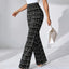 Women’s High - Waisted Plaid Straight Leg Pants – Elegant Office & Casual Trousers for Spring & Fall - Knack'd Up