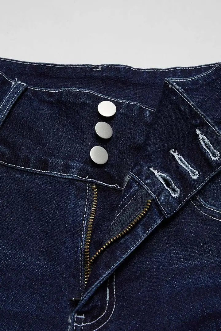 Women’s High Waisted Ripped Flare Jeans – Wide Leg Stretch Denim Pants with Distressed Details & Button Fly, Trendy Casual Streetwear - Knack'd Up