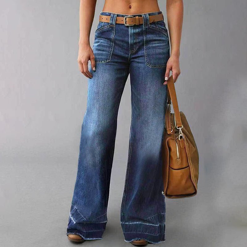 Women’s High - Waisted Wide Leg Jeans – Loose Fit Straight Denim Pants (No Belt) - Knack'd Up