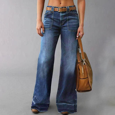Women’s High - Waisted Wide Leg Jeans – Loose Fit Straight Denim Pants (No Belt) - Knack'd Up