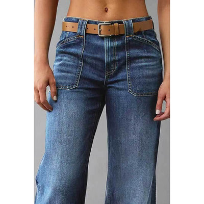 Women’s High - Waisted Wide Leg Jeans – Loose Fit Straight Denim Pants (No Belt) - Knack'd Up