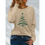 Women’s Long Sleeve Holiday T-Shirt – Cute Christmas Tree Graphic Tee, Festive Winter Casual Top - Knack'd Up