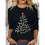 Women’s Long Sleeve Holiday T-Shirt – Cute Christmas Tree Graphic Tee, Festive Winter Casual Top - Knack'd Up