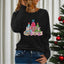 Women’s Long Sleeve Holiday T-Shirt – Cute Christmas Tree Graphic Tee, Festive Winter Casual Top - Knack'd Up