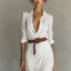 Women’s Long Sleeve Ruched Maxi Dress – Elegant Button Down Shirt Dress with Belt, Flowy Long Dress for Vacation, Brunch & Evenings - Knack'd Up