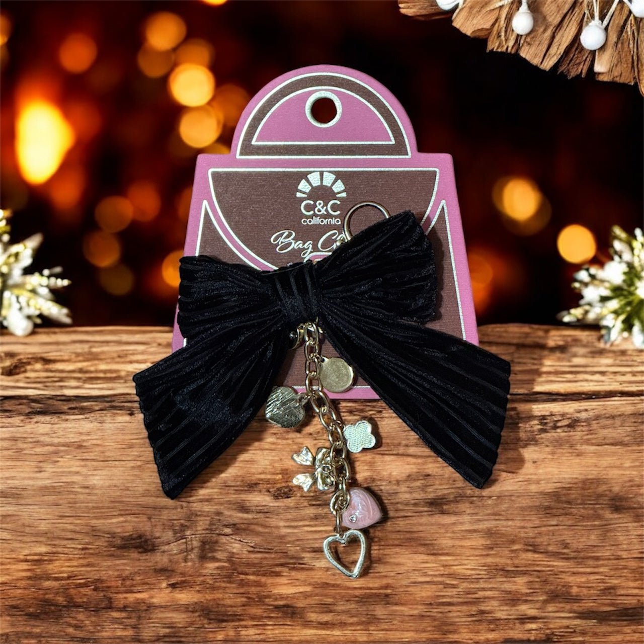 Women’s Luxe Velvet Bow Keychain – Elegant Bag Charm Accessory, Soft Pleated Ribbon with Gold Hardware | Purse, Tote & Key Holder Decoration - Knack'd Up